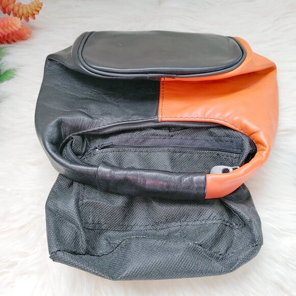 Custom Made Half Black and Half Orange Leather Mini Handbag - Picture 10 of 14